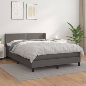 Cama box spring con colchón cuero sintético gris 140x200 cm de , Camas y somieres - Ref: Foro24-3130725, Precio: 449,96 €, De...