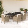 Set comedor de jardín 7 pzas con cojines ratán sintético beige en Conjuntos de jardín | Comprar online en Foru.es