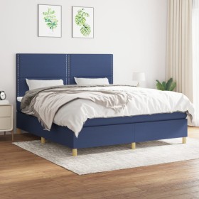 Cama box spring con colchón tela azul 160x200 cm de , Camas y somieres - Ref: Foro24-3142271, Precio: 528,27 €, Descuento: %