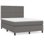 Cama box spring con colchón cuero sintético gris 140x190 cm de , Camas y somieres - Ref: Foro24-3142783, Precio: 493,47 €, De...