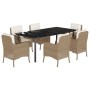 Set comedor de jardín 7 pzas con cojines ratán sintético beige en Conjuntos de jardín | Comprar online en Foru.es