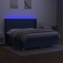 Cama box spring colchón y luces LED tela azul 160x200 cm de , Camas y somieres - Ref: Foro24-3138811, Precio: 543,44 €, Descu...