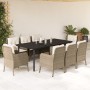Set comedor de jardín 9 pzas con cojines ratán sintético beige en Conjuntos de jardín | Comprar online en Foru.es