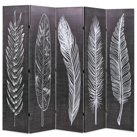 Biombo divisor plegable 200x170 cm plumas blanco y negro de vidaXL, Divisores de ambientes - Ref: Foro24-245891, Precio: 133,...