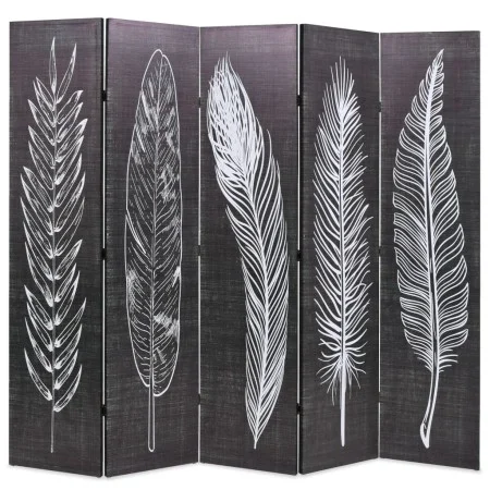 Biombo divisor plegable 200x170 cm plumas blanco y negro de vidaXL, Divisores de ambientes - Ref: Foro24-245891, Precio: 130,...