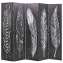 Biombo divisor plegable 200x170 cm plumas blanco y negro de vidaXL, Divisores de ambientes - Ref: Foro24-245891, Precio: 133,...