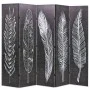 Biombo divisor plegable 200x170 cm plumas blanco y negro de vidaXL, Divisores de ambientes - Ref: Foro24-245891, Precio: 130,...