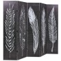 Biombo divisor plegable 200x170 cm plumas blanco y negro de vidaXL, Divisores de ambientes - Ref: Foro24-245891, Precio: 133,...