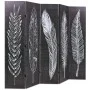 Biombo divisor plegable 200x170 cm plumas blanco y negro de vidaXL, Divisores de ambientes - Ref: Foro24-245891, Precio: 130,...