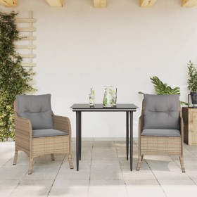 Set comedor de jardín 3 pzas con cojines ratán sintético beige en Conjuntos de jardín | Comprar online en Foru.es