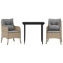Set comedor de jardín 3 pzas con cojines ratán sintético beige en Conjuntos de jardín | Comprar online en Foru.es