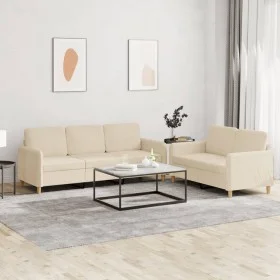 Sofagarnitur mit Kissen, 2-teilig, cremefarbener Stoff von , Sofas - Ref: Foro24-3202120, Preis: 461,74 €, Rabatt: %