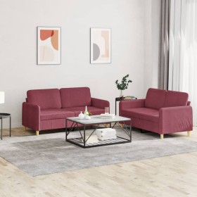 Juego de sofás con cojines 2 piezas tela rojo tinto de , Sofás - Ref: Foro24-3202092, Precio: 408,23 €, Descuento: %