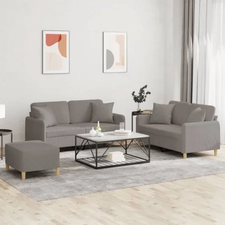 Juego de sofás con cojines 3 piezas tela gris taupe de , Sofás - Ref: Foro24-3202117, Precio: 484,31 €, Descuento: %