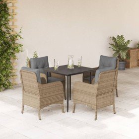 Set comedor de jardín 5 pzas con cojines ratán sintético beige en Conjuntos de jardín | Comprar online en Foru.es