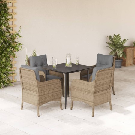 Set comedor de jardín 5 pzas con cojines ratán sintético beige en Conjuntos de jardín | Comprar online en Foru.es