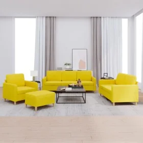 Juego de sofás con cojines 4 piezas tela amarillo claro de , Sofás - Ref: Foro24-3202067, Precio: 640,78 €, Descuento: %