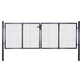 Puerta de malla de jardín acero galvanizado gris 289x100 cm de vidaXL, Puertas de jardín - Ref: Foro24-143363, Precio: 231,94...