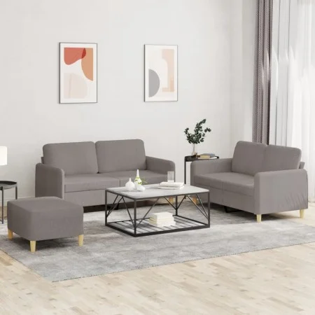 Juego de sofás con cojines 3 piezas tela gris taupe de , Sofás - Ref: Foro24-3202101, Precio: 461,12 €, Descuento: %
