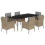 Set comedor de jardín 7 pzas con cojines ratán sintético beige en Conjuntos de jardín | Comprar online en Foru.es