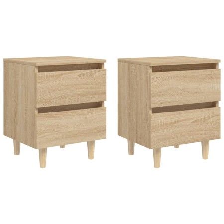 Mesitas de noche 2 uds patas de madera roble Sonoma 40x35x50 cm de vidaXL, Mesitas de noche - Ref: Foro24-805858, Precio: 80,...