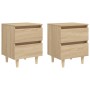 Mesitas de noche 2 uds patas de madera roble Sonoma 40x35x50 cm de vidaXL, Mesitas de noche - Ref: Foro24-805858, Precio: 80,...