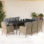 Set comedor de jardín 9 pzas con cojines ratán sintético beige en Conjuntos de jardín | Comprar online en Foru.es