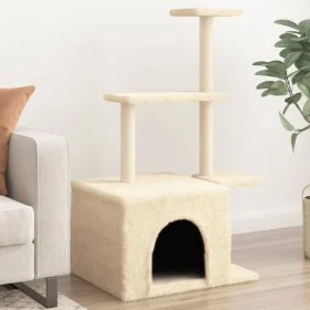 Rascador para gatos con postes de sisal color crema 110 cm de , Mobiliario para gatos - Ref: Foro24-172103, Precio: 34,00 €, ...