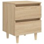 Mesitas de noche 2 uds patas de madera roble Sonoma 40x35x50 cm de vidaXL, Mesitas de noche - Ref: Foro24-805858, Precio: 80,...