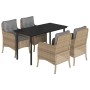 Set comedor de jardín 5 pzas con cojines ratán sintético beige en Conjuntos de jardín | Comprar online en Foru.es