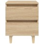 Mesitas de noche 2 uds patas de madera roble Sonoma 40x35x50 cm de vidaXL, Mesitas de noche - Ref: Foro24-805858, Precio: 80,...