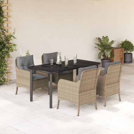 Set comedor de jardín 5 pzas con cojines ratán sintético beige en Conjuntos de jardín | Comprar online en Foru.es
