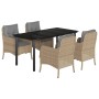 Set comedor de jardín 5 pzas con cojines ratán sintético beige en Conjuntos de jardín | Comprar online en Foru.es