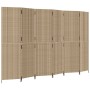 Biombo de 6 paneles ratán sintético beige de , Divisores de ambientes - Ref: Foro24-365355, Precio: 276,16 €, Descuento: %