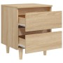 Mesitas de noche 2 uds patas de madera roble Sonoma 40x35x50 cm de vidaXL, Mesitas de noche - Ref: Foro24-805858, Precio: 80,...