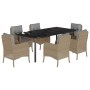 Set comedor de jardín 7 pzas con cojines ratán sintético beige en Conjuntos de jardín | Comprar online en Foru.es