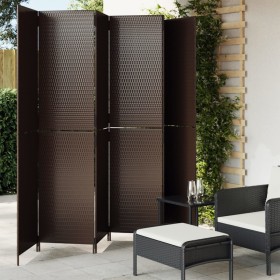 Biombo de 6 paneles ratán sintético marrón de , Divisores de ambientes - Ref: Foro24-365369, Precio: 257,72 €, Descuento: %