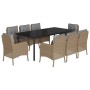 Set comedor de jardín 9 pzas con cojines ratán sintético beige en Conjuntos de jardín | Comprar online en Foru.es
