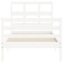 Estructura de cama individual con cabecero madera maciza blanco de , Camas y somieres - Ref: Foro24-3194792, Precio: 113,06 €...