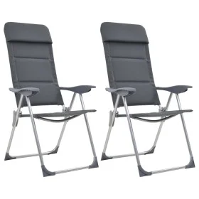 Sillas de camping de aluminio 2 unidades gris 58x69x111 cm de vidaXL, Mobiliario de camping - Ref: Foro24-44312, Precio: 167,...