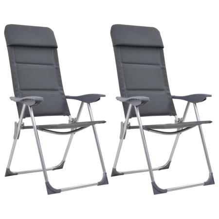Sillas de camping de aluminio 2 unidades gris 58x69x111 cm de vidaXL, Mobiliario de camping - Ref: Foro24-44312, Precio: 159,...