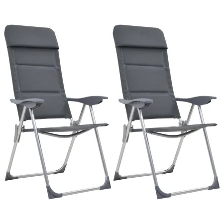 Sillas de camping de aluminio 2 unidades gris 58x69x111 cm de vidaXL, Mobiliario de camping - Ref: Foro24-44312, Precio: 167,...