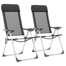 Sillas de camping plegables de aluminio 2 unidades negro de vidaXL, Mobiliario de camping - Ref: Foro24-44305, Precio: 132,80...