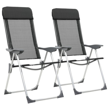 Sillas de camping plegables de aluminio 2 unidades negro de vidaXL, Mobiliario de camping - Ref: Foro24-44305, Precio: 135,19...