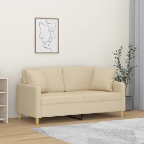 Sofá de 2 plazas con cojines tela color crema 140 cm de , Sofás - Ref: Foro24-3200911, Precio: 222,47 €, Descuento: %