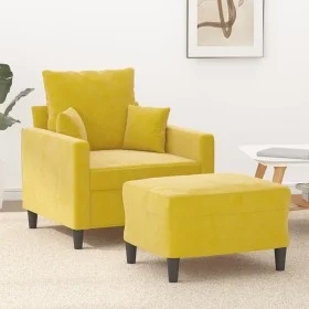 Sillón con taburete terciopelo amarillo 60 cm de , Sofás - Ref: Foro24-3201103, Precio: 189,29 €, Descuento: %