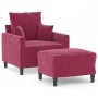 Sillón con taburete terciopelo rojo tinto 60 cm de , Sofás - Ref: Foro24-3201101, Precio: 155,85 €, Descuento: %