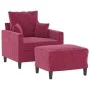 Sillón con taburete terciopelo rojo tinto 60 cm de , Sofás - Ref: Foro24-3201101, Precio: 155,85 €, Descuento: %