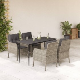 Set comedor de jardín 5 pzas cojines ratán sintético gris claro en Conjuntos de jardín | Comprar online en Foru.es