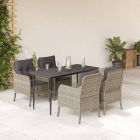 Set comedor de jardín 5 pzas cojines ratán sintético gris claro en Conjuntos de jardín | Comprar online en Foru.es